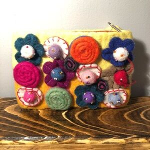 Colorful Flower Beaded Felt Coin Purse